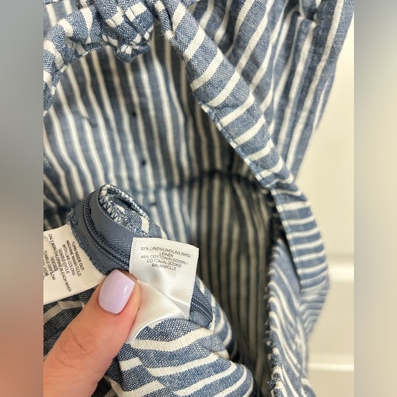 Rachel Rachel Roy Womens Wide-Leg Striped Jumpsuit Navy Linen Blend 0 - Picture 7 of 9